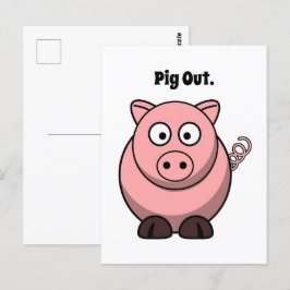 Pink Pig Cartoon, Funny GRILLEN Hog Design Postkarte