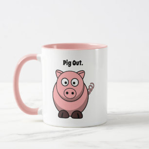 Pink Pig Cartoon, Funny GRILLEN Hog Design Tasse