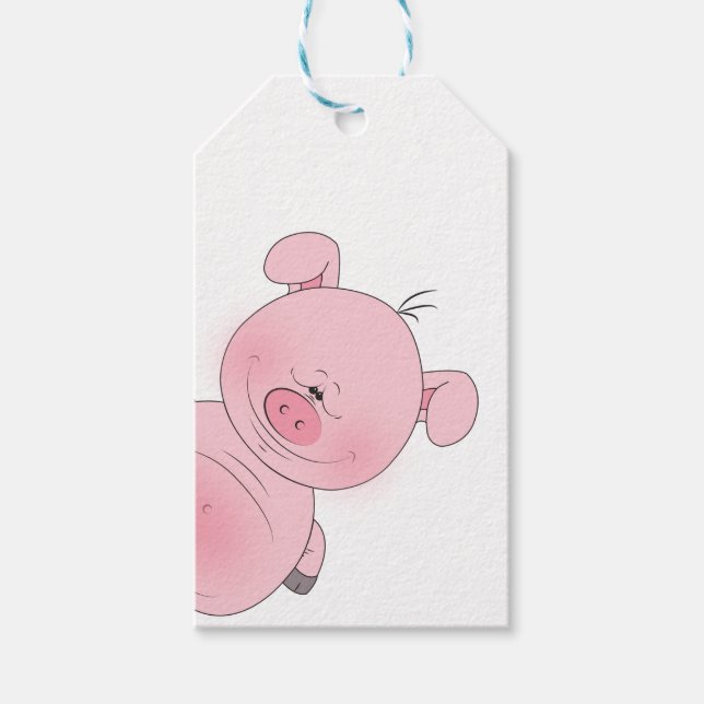 Pink Pig Cartoon Geschenkanhänger (Vorderseite)