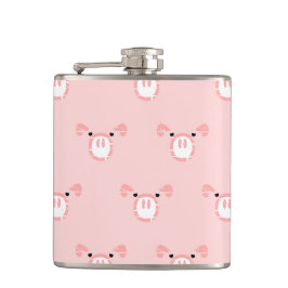 Pink Pig Face Pattern Flachmann