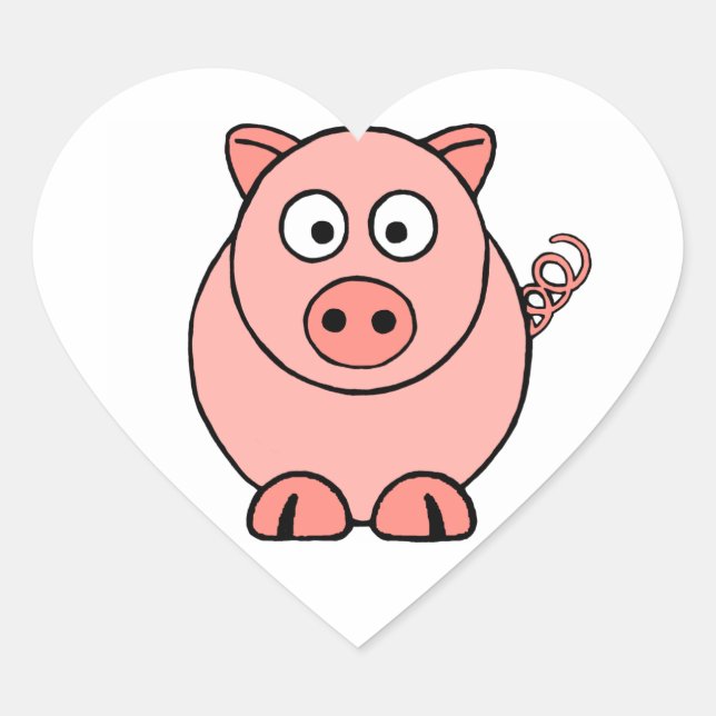 Pink Pig Herz-Aufkleber (Vorderseite)