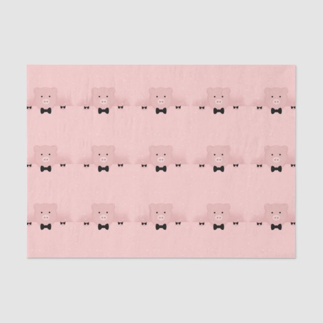 Pink-Pig in Schwarzweiß-Krawatte-Muster Seidenpapier (Vorderseite)