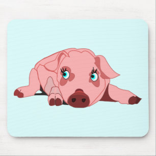Pink Pig mit Blue Eyes Mouse Pad Mousepad