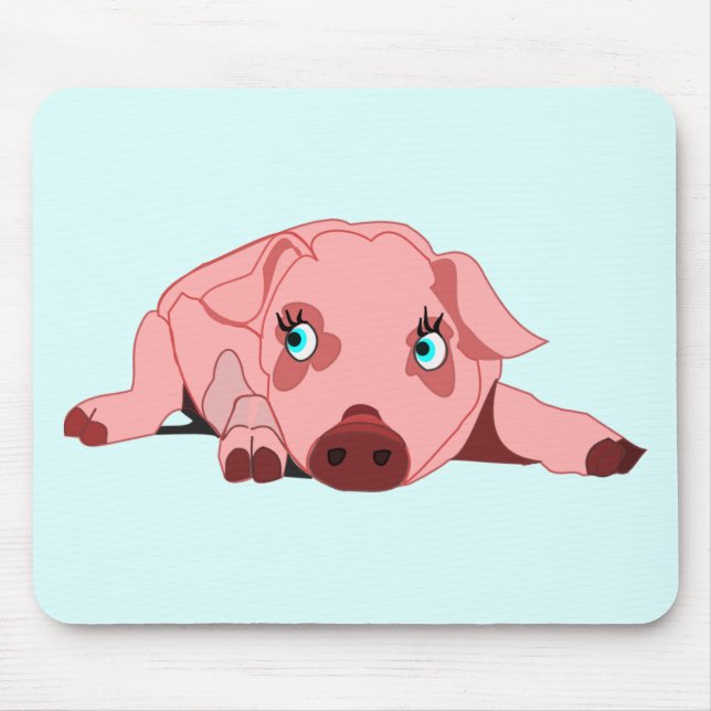 Pink Pig mit Blue Eyes Mouse Pad Mousepad (Vorne)