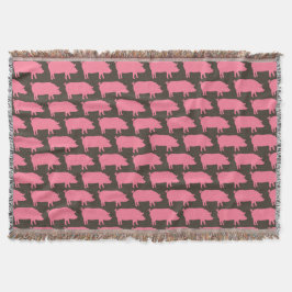 Pink Pig Silhouetten Muster | Niedliches Zuchttier Decke