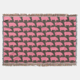 Pink Pig Silhouetten Muster   Niedliches Zuchttier Decke