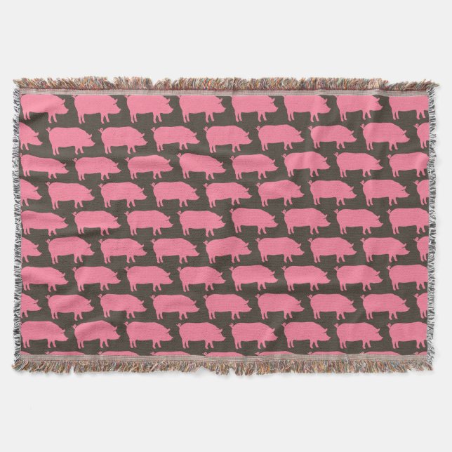 Pink Pig Silhouetten Muster | Niedliches Zuchttier Decke (Vorderseite)