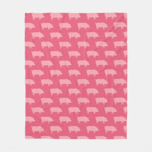 Pink Pig Silhouetten Muster   Süße Tier Lover Fleecedecke