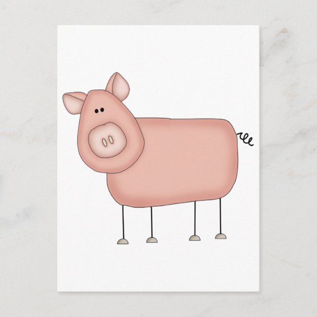 Pink Pig T - Shirt und Geschenke Postkarte (Vorderseite)