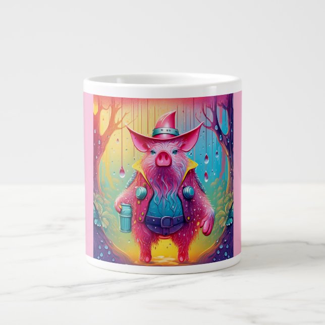 Pink Pig The Cowboy Jumbo-Tasse (Vorderseite)