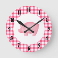 Pink Pig Wall Clock