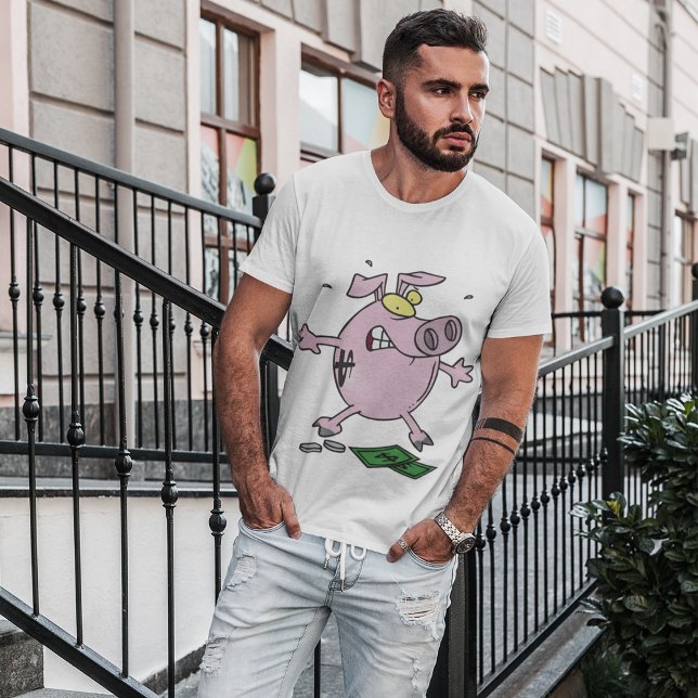 Pink Piggbank mit Money Mens T - Shirt (Von Creator hochgeladen)