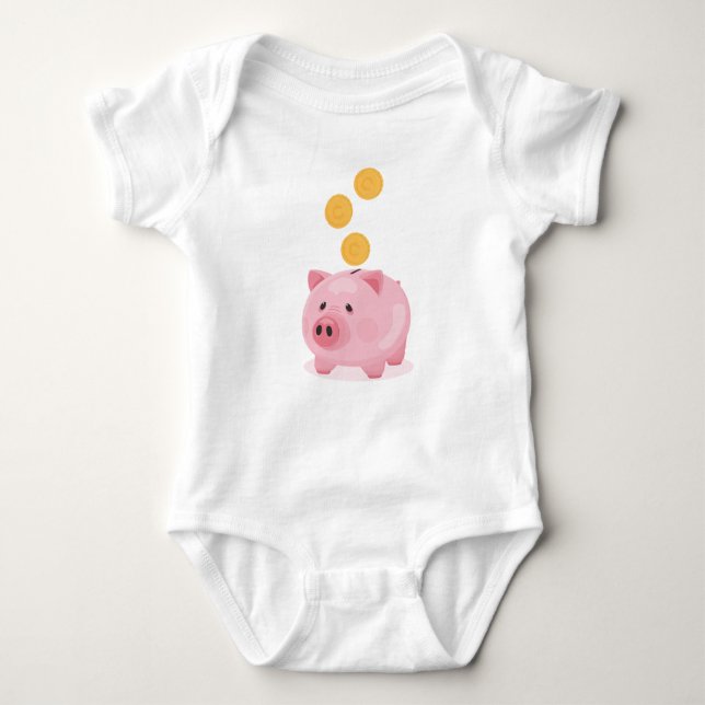 Pink Piggy Bank Baby Strampler (Vorderseite)
