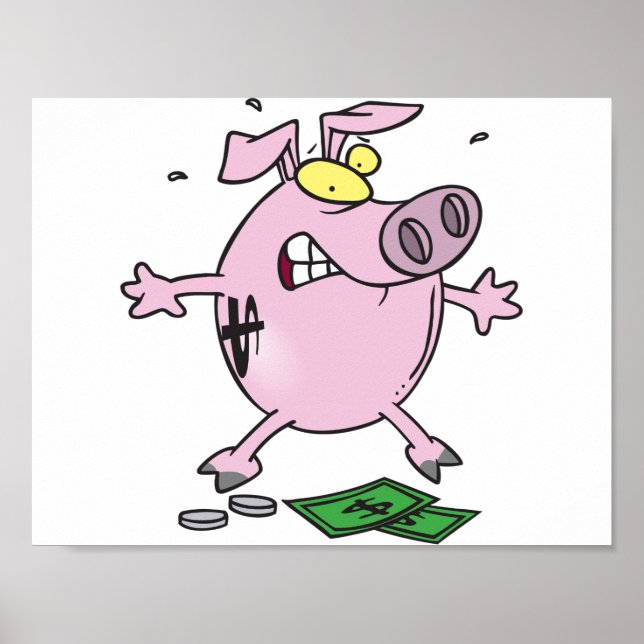 Pink Piggy Bank mit Geldplakat Poster (Vorne)