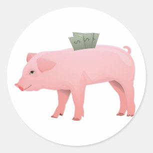 Pink Piggy Bank Stickers