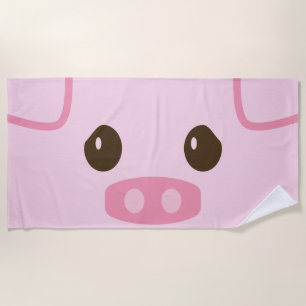 Pink Piggy Face Beach Handtuch