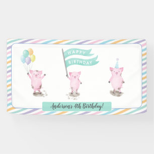 Pink Piggy Kindergeburtstag Party Banner