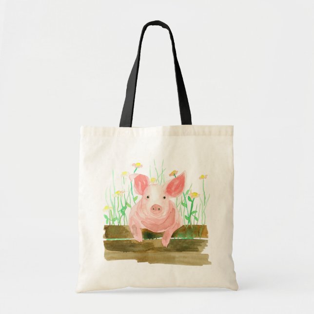 Pink Piglet Barnyard Farm Animal Ping Tragetasche (Vorne)