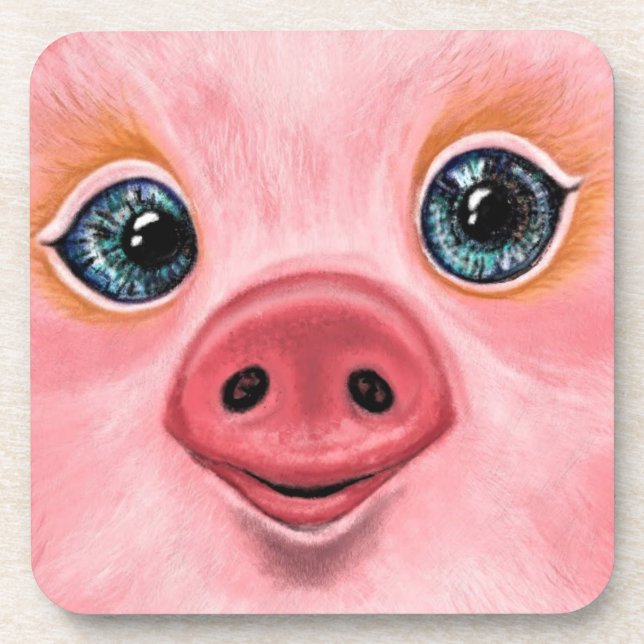 Pink Piglet Untersetzer Lächeln (Vorderseite)