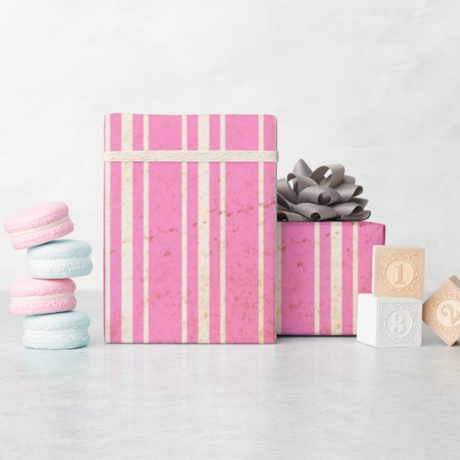 Pink Piglet Vintag Strip Wrapping Paper Geschenkpapier (Babyparty)