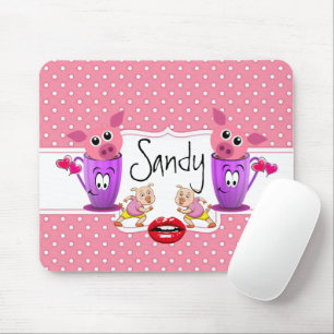 Pink Pigs Polkadot Hearts Mouse Pad! Mouse Pad Mousepad