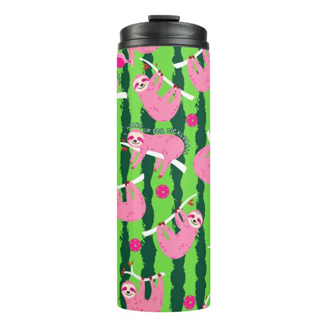 Pink-Pikleball-🦥 Thermosbecher (Vorderseite)