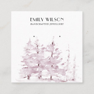 PINK PINE TREE WINTERWALD STUD EARRING DISPLAY QUADRATISCHE VISITENKARTE