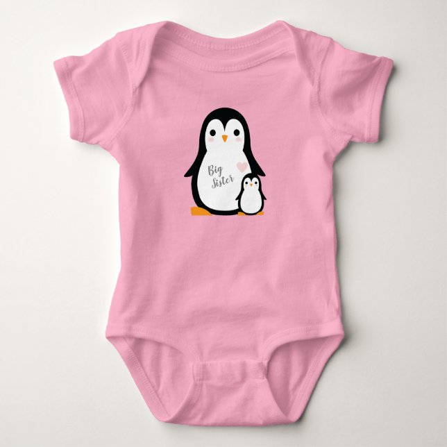 Pink Pinguin Baby Dusche Baby Strampler (Vorderseite)