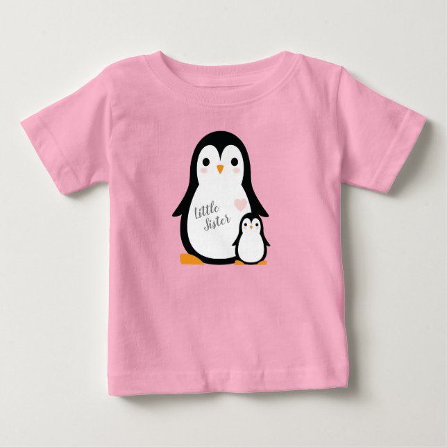 Pink Pinguin Baby Dusche Baby T-shirt (Vorderseite)