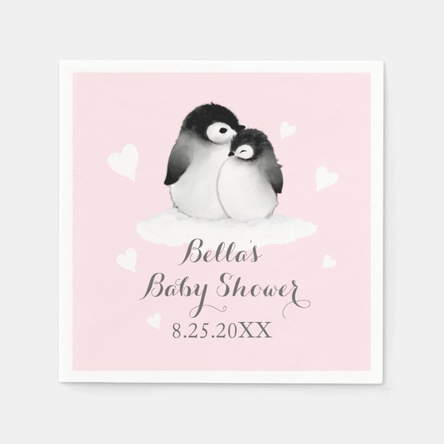 Pink Pinguin Paper Napkins Serviette (Vorderseite)