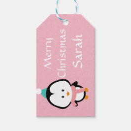 Pink Pinguin Personalisiert Geschenkanhänger