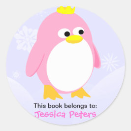 Pink Pinguin Personalisierte Labels Runder Aufkleber