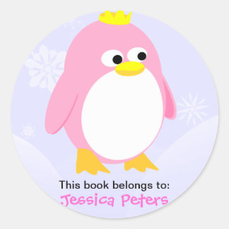 Pink Pinguin Personalisierte Labels Runder Aufkleber
