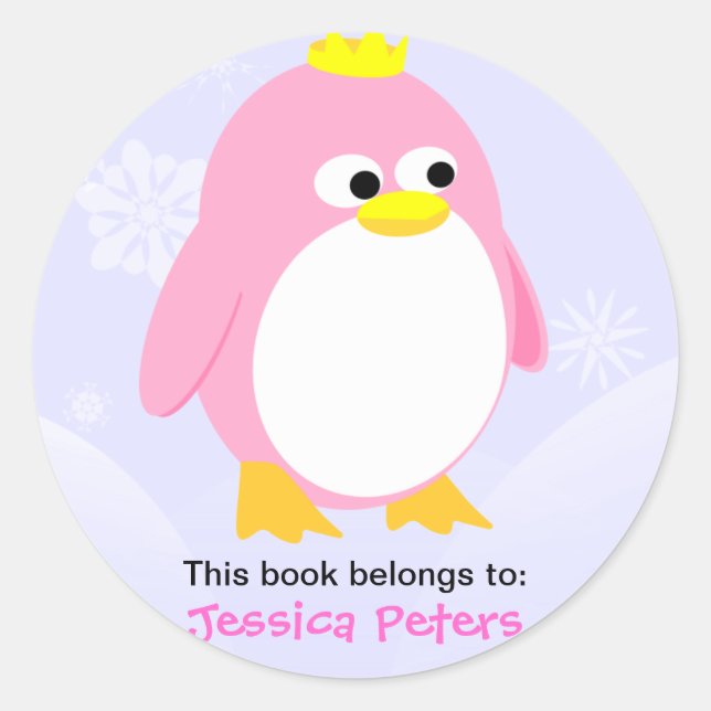 Pink Pinguin Personalisierte Labels Runder Aufkleber (Vorderseite)