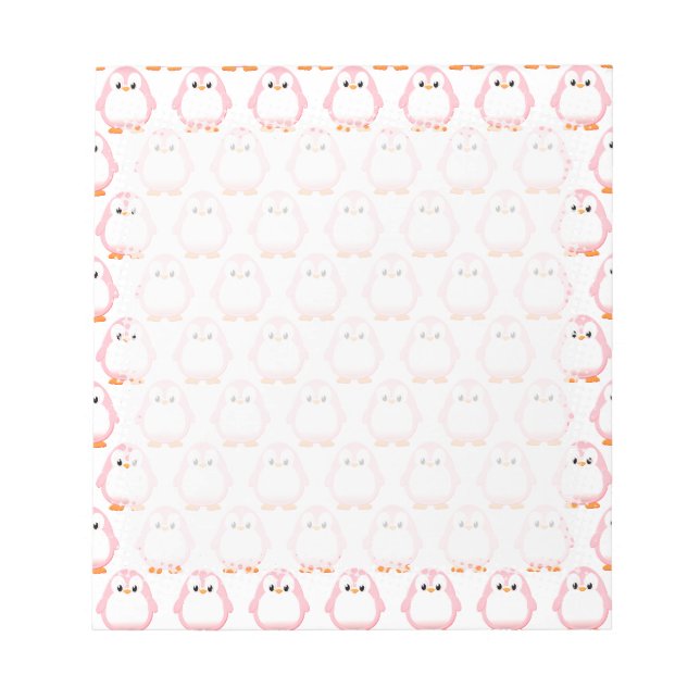 Pink Pinguin Zeichnend Notizblock (Vorderseite)