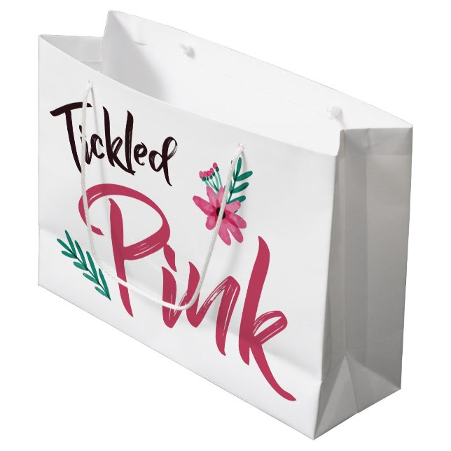 Pink-Pink-Babydusche-Geschenktüte Große Geschenktüte (Vorderseite Schrägansicht)