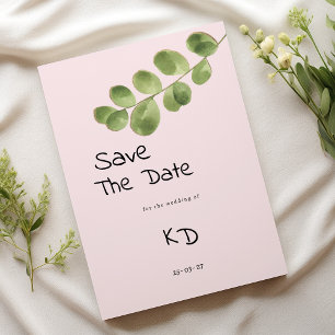 Pink-Pink-Minze Eukalyptusblatt Save the Date Einladung