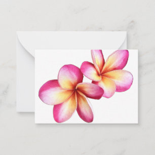 Pink-Pink-Plumeria-Blütenkarte Mitteilungskarte