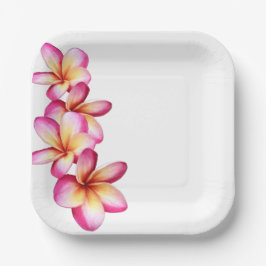 Pink-Pink-Plumeria-Papierplatte Pappteller