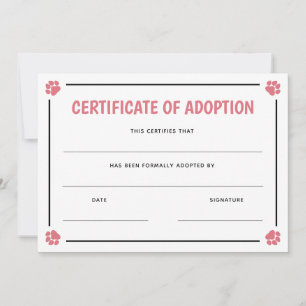 Pink Pink Print Frame Pet Bescheinigung der Adopti