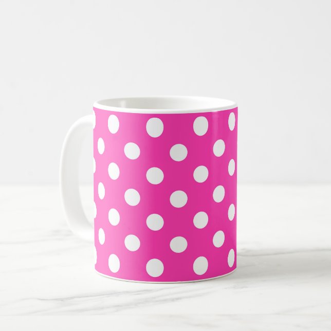 Pink-Pink-Punktmuster Kaffeetasse (Vorderseite Links)