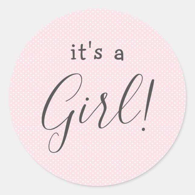 Pink pinkfarbener Polka-Punkt Es ist ein Girl-Gefa Runder Aufkleber (Vorderseite)