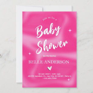 Pink Pinselstriche y2k Retro Baby Dusche Einladung