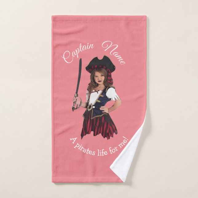 Pink Pirate Girl Badhandtuch Set (Handtuch)