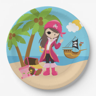 Pink Pirate Girl Geburtstagsparty Pappteller