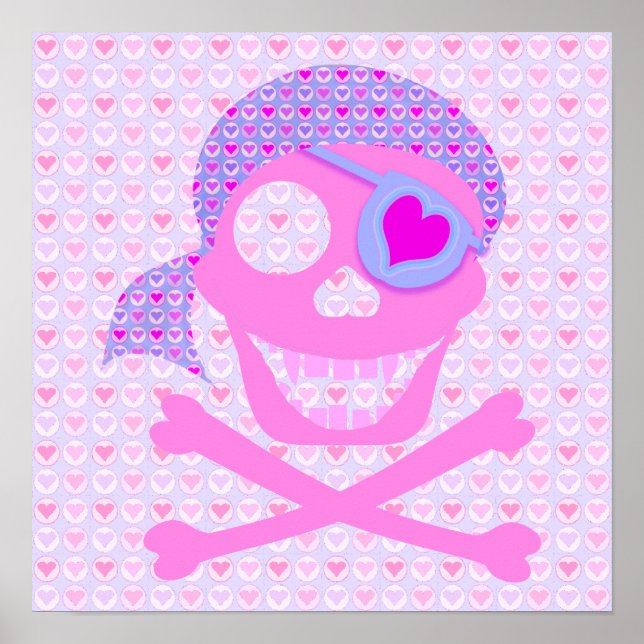 Pink Pirate Skull Poster (Vorne)