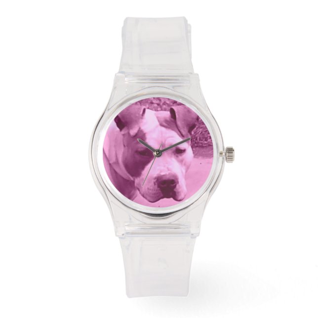 Pink Pit Bull Watch Armbanduhr (Vorderseite)