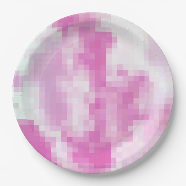 Pink-Pixel-Party-Platte Pappteller (Vorderseite)