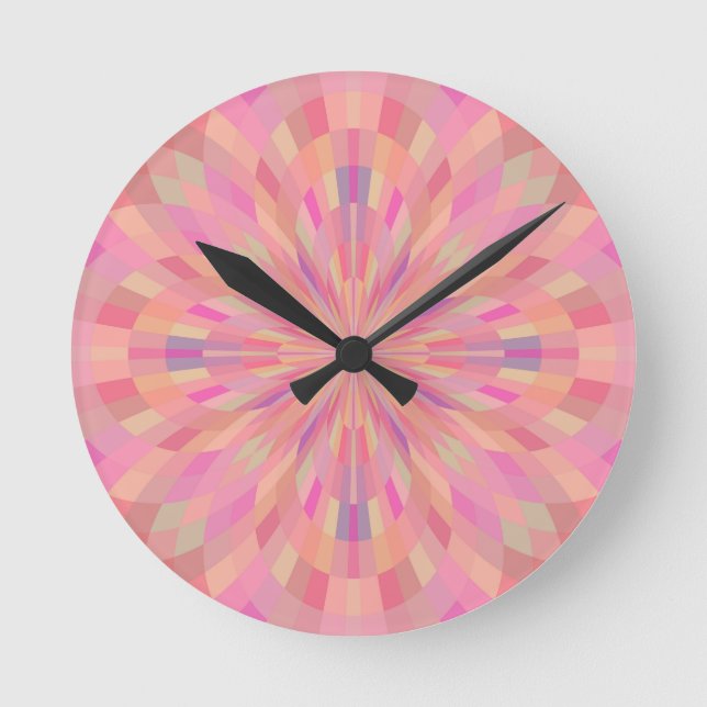Pink Pixels 2 Runde Wanduhr (Vorderseite)