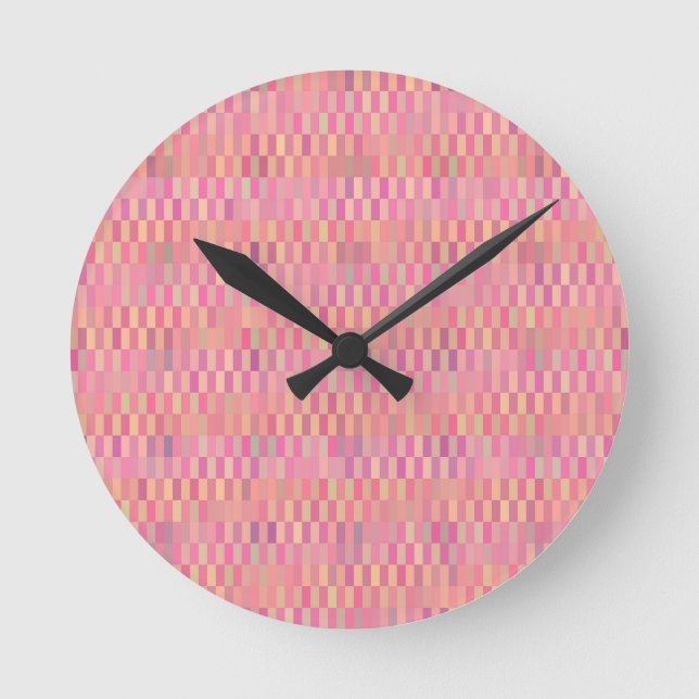 Pink Pixels Runde Wanduhr (Vorderseite)
